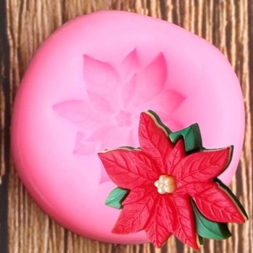 Poinsettia Flower Silicone Mold Wedding DIY Cake Decorating Tools Fondant Baking Cookie Chocolate Candy Moulds