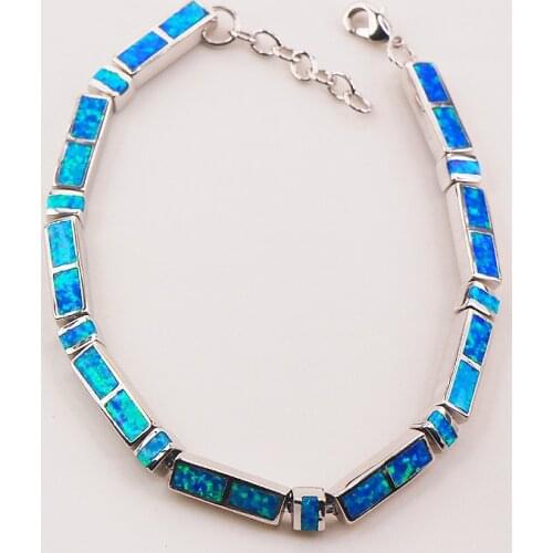 Blue Fire Opal 925 Sterling Silver Bracelet P84 8" Free Ship High quantity Factory price