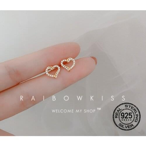 S925 Silver Earrings For Women Crystal Zircon Heart Simple Temperament Simple Retro Design Fashion Lady Wedding Jewelry INEFFA