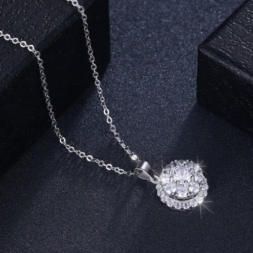 2021 New 925 sterling silver rotating pendant necklace Original Crystals From Swarovskis Women Lucky number Fine jewelry
