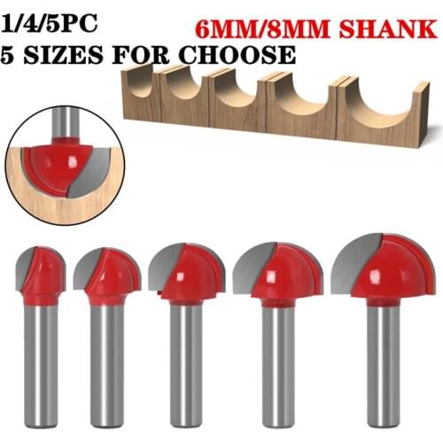 5pcs/set 8mm Shank Double Edging Wood Router Bit Tungsten Carbide Concave Radius Milling Cutters Woodworking Milling Cutter