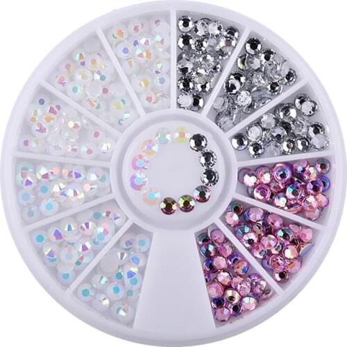 1 Box Colorful Resin Jelly 3D Nail Rhinestone Decoration Wheel Manicure Nail Art Accessories