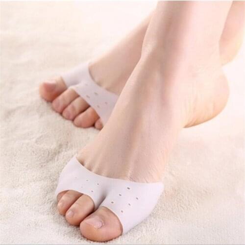 1Pair White Skin Colors Silicone Gel Half Toe Sleeves Foot Care Elastic Pads Pain Relief For Men Women White Skin Colors