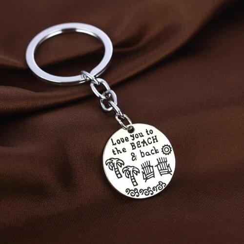 12PC Wholesale Tree Memorial Keyring Love You To The Beach Back Pendant Keychain Gifts Key Chain Family Friends Jewelry Charm