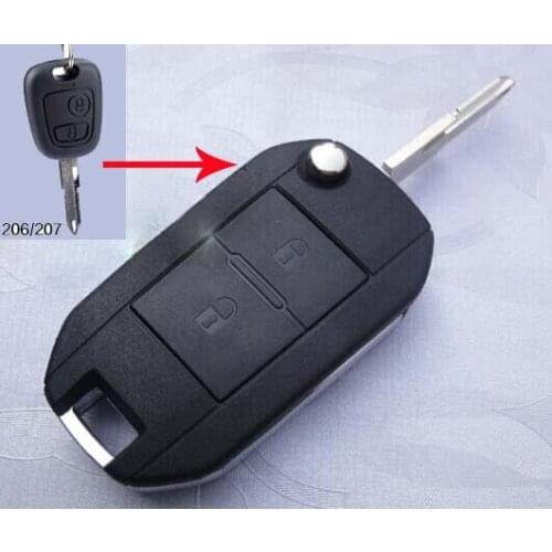 2 Buttons Modified Flip Remote Key Shell Case Cover For Peugeot 206 205 405 106