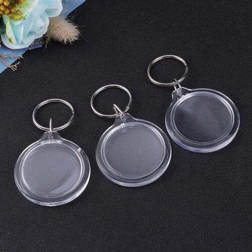50pcs DIY Double Side Photo Custom Keychain Keyrings Transparent Blank Acrylic Insert Photo Picture Frame Keyring Key Holder