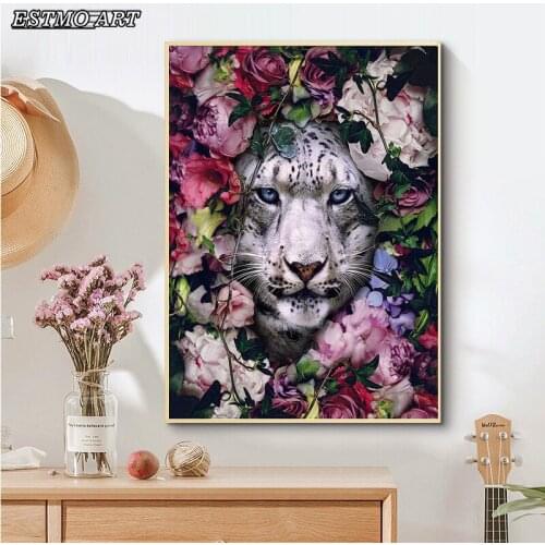 Abstract art flower Elk Tiger Elephant Lion Poster Canvas Painting living room wall Nordic Modern art Animal Decorative Painting