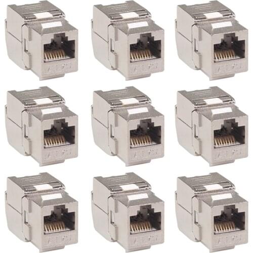 AU42 -12 Pcs RJ45 Keystone Cat7 Cat6A Shielded FTP Zinc Alloy Module Network Keystone Jack Connector Adapter 10GB Network