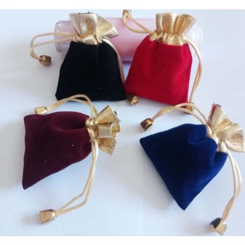 20pcs Phnom Penh Gold Bead Velvet Bag Jewellery Pouch Gift Bags Wedding Drawstring Bag Woman Jewelry Display Gift Packaging Bag