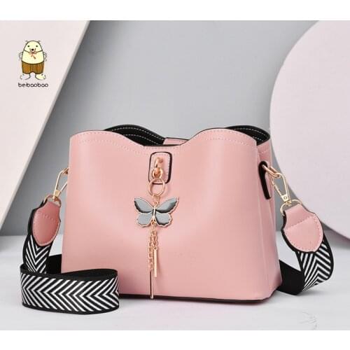 Beibaobao 2021 New Crossbody Bag PU Leather Weave Strap Belt women Bag Luxury Bag Fashion Womens Bucket Shoulder Bag