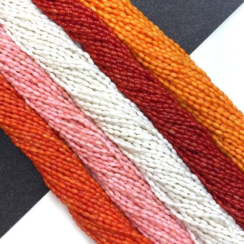 Red Coral Rice Beads 2-8mm Rice-shaped Natural Bulk Jewelry Handmade, Necklace and Bracelet DIY Accessories, Length 15 Inches