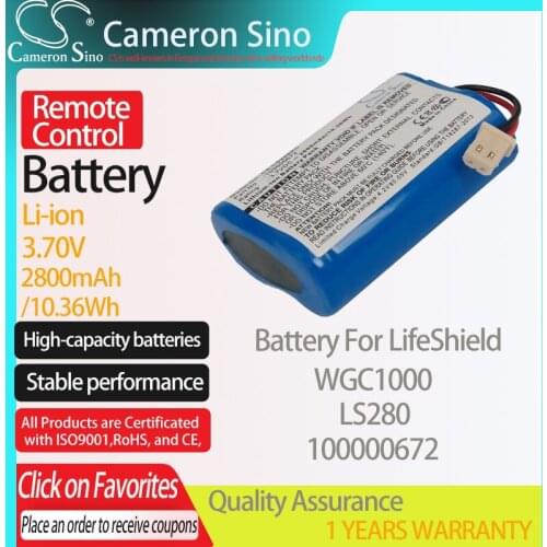 CameronSino Battery for LifeShield WGC1000 LS280 fits LifeShield 100000672 Remote Control battery 2800mAh/10.36Wh 3.70V Li-ion