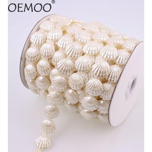 17mm 0.6 yard Shell Ivory Craft Imitation Pearl Beads Cotton Line Chain Pearl cup chain