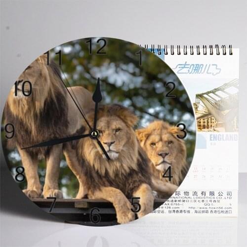 25CM/10inch Wall Decor Clocks Lions Numeral Digital Dial Mute No Ticking Sound Battery Operated Clocks for Childrens Bedroom