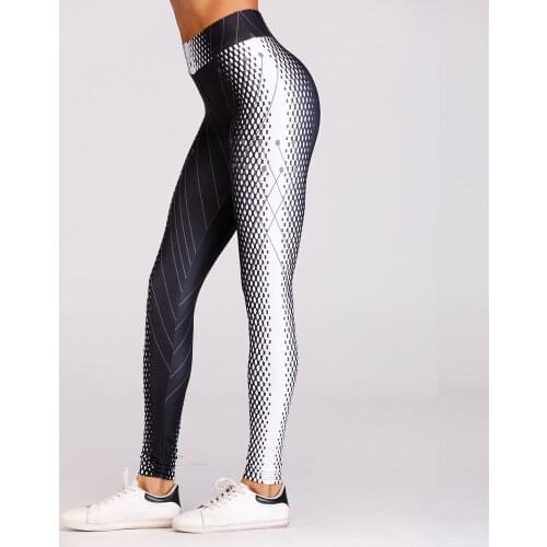 Black And White Number Printing Yoga Pants Gym Elastic Tights Yoga Leggings Women Fitness Running Workout Jogging Trousers