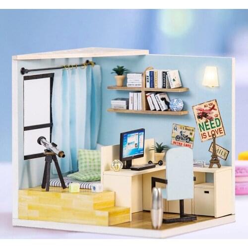 Diy Doll House Furniture Miniature 3D Wooden Miniaturas Dollhouse Toys for Children Birthday Gifts M013