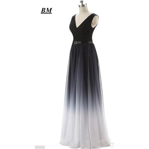 2019 Elegant A-line Ombre Prom Dresses Chiffon Beading Long Gradient Formal Evening Dress Party Gown Vestidos De Gala BM111