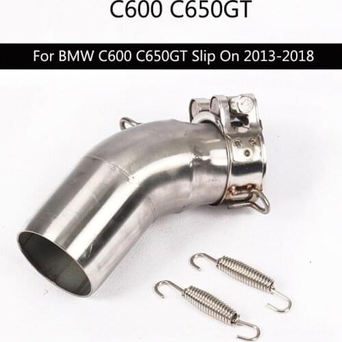 For BMW C600 C650GT 2013-2018 Exhaust Pipe Motorcycle Mid Link Pipe Slip On 51 mm Escape Stainless Steel Middle Elbow Tube