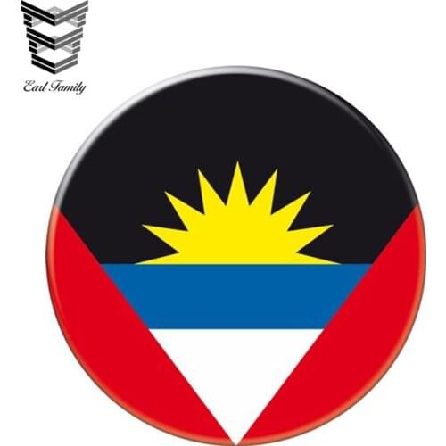 EARLFAMILY 13cm x 13cm Auto Moto Bike Suitcase Laptop Flag Round Antigua-barbuda Reflective Car Sticker Waterproof Car Styling