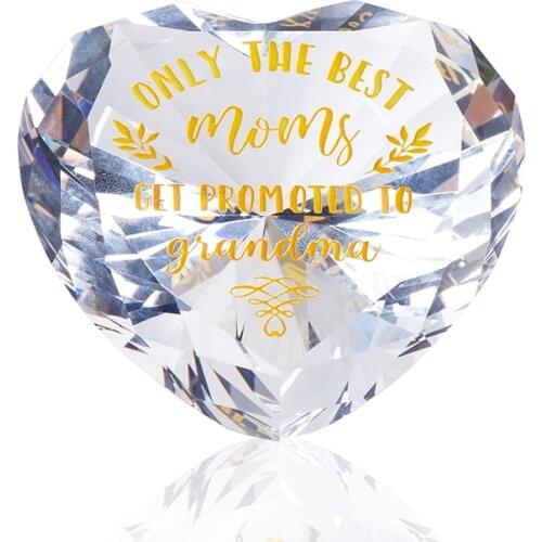 8 cm Heart Shape Crystal Diamond Figurine Glass Paperweight Gift for Grandmother Grandma Birthday Gifts Mothers Day Souvenir