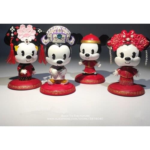 Disney Mickey Mouse Minnie Marry Chinese style 7-9cm Action Figure Anime Decoration Collection Figurine Toy model for children
