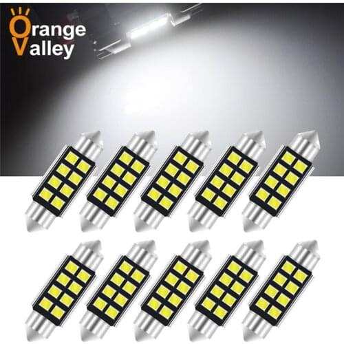10Pcs High Quality Car Festoon Dome 31mm 36mm 39mm 41mm 8 LED 2835 SMD CANBUS No Error Auto Interior Reading Map Lights Lamp