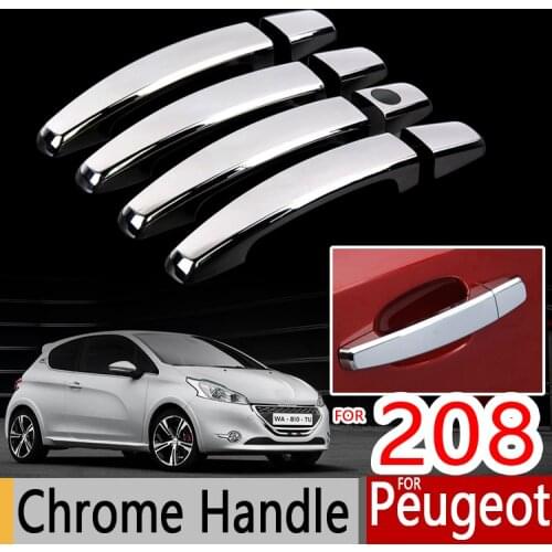 For Peugeot 208 Chrome Handle Covers Trim Set 2012-2016 Active Allure GTI Car Accessories Stickers Car Styling 2013 2014 2015