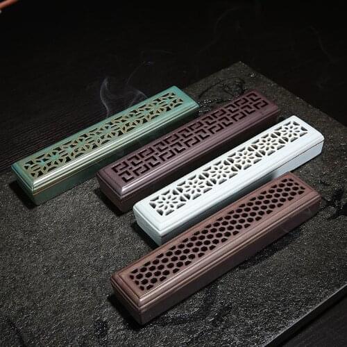 Ceramics Incense Stick Holder Burning Joss Insence Box Burner Ash Catcher