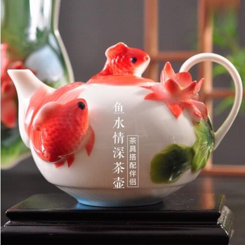 Chinese ceramic teapot filter large household enamel porcelain Kung Fu tea set matching teapot tea cup combination