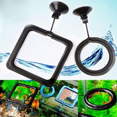 Aquarium Feeding Ring Fish Tank Station Floating Food Tray Feeder Square Circle Accessory Water Plant Buoyancy Suction Cup