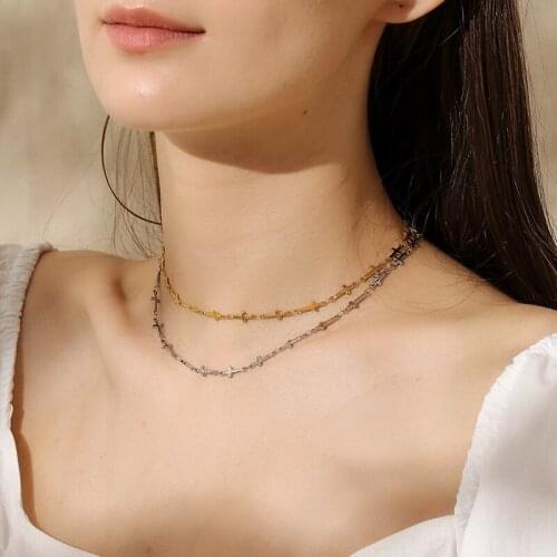 INS niche cross necklace clavicle chain short wild personality choker European and American necklace cool handsome trend