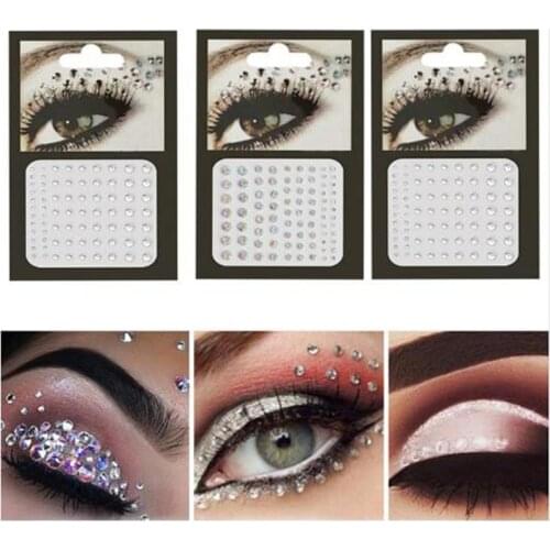 Face makeup rhinestones DIY 81pcs glitter diamond with back glue 26 styles rainbow color crystal diamond eyes sticker LT001