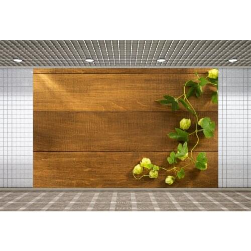 Lyavshi Yellow Flower and Natural Color Wooden Board Backdrops Party Room Decor Photography Backgrounds for Photo Studio Props