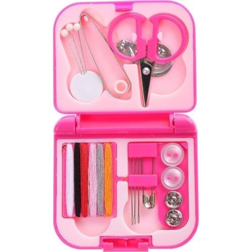 Mini Portable Travel Sewing Set Kits Needle Threads Scissor Thimble Buttons Pins Home Sewing Accessories With Storage Box