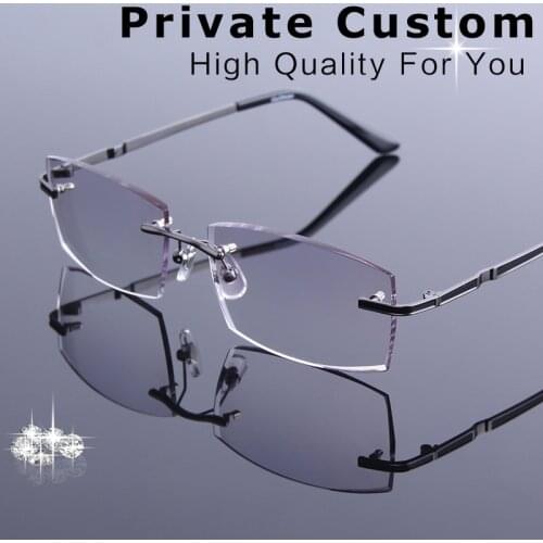 Luxury Men Optical Prescription Glasses Rimless Eyeglasses Frame See Distance/See Near For Progressive Glasses gafas de hombres