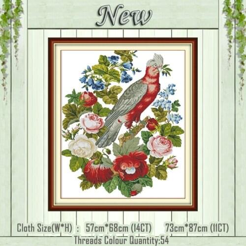 Parrots and flowers animal diy painting counted printed on the canvas DMC 11CT 14CT kits Cross Stitch embroidery needlework Sets
