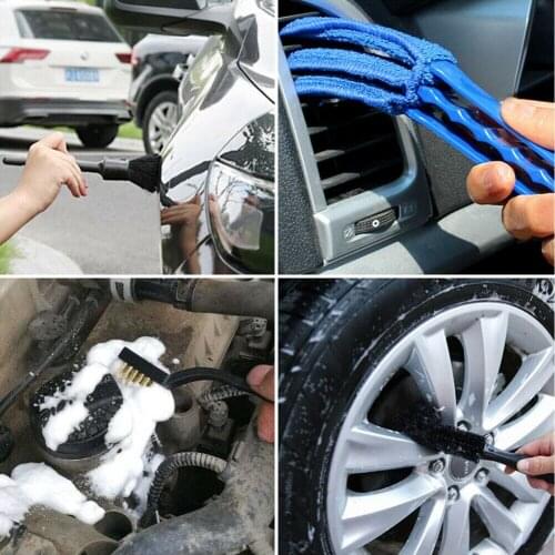 10PCS Auto Detailing Brush Set Car Interior Vents Wheel Dust Cleaning Tool Kit