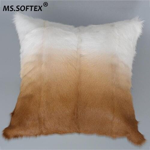 MS.Softex Natural Goat Fur Pillow Case Real Kid Skin Fur Cushion Cover Lamb Fur Homes Pillow Cover Luxury Fur Cushion