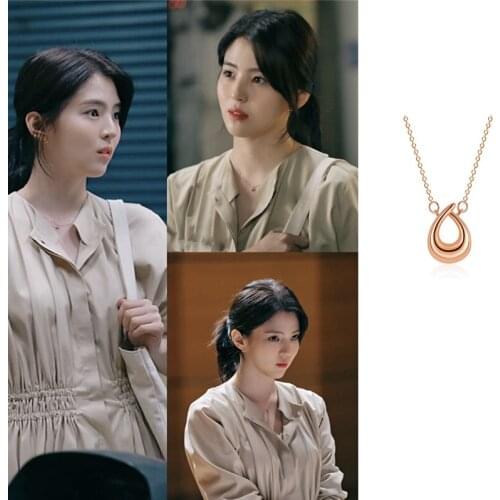 Drops necklace rose gold Han So Hee Nevertheless Korean Drama elegant high quality Noble atmosphere necklace