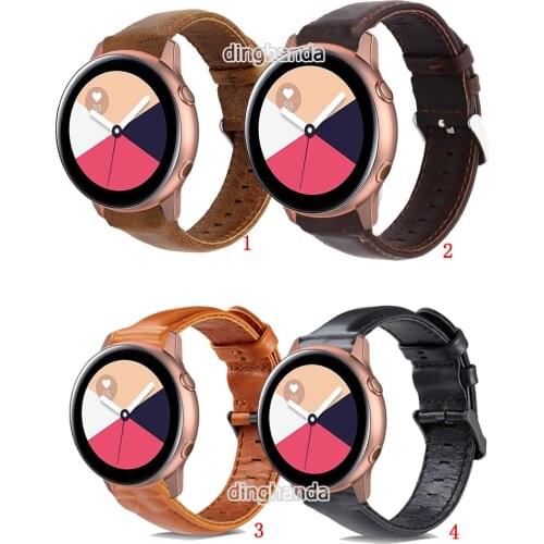 20mm 22mm Genuine Leather Watch Band Strap for Samsung Galaxy Active 2 44mm 40mm Wrist band for Active3 41mm Gear Sport strap