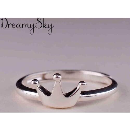 Luxury Jewelry Trendy Silver Color Crown Antique Rings For Women Ladies Large Adjustable Size Ring Joyas De Plata