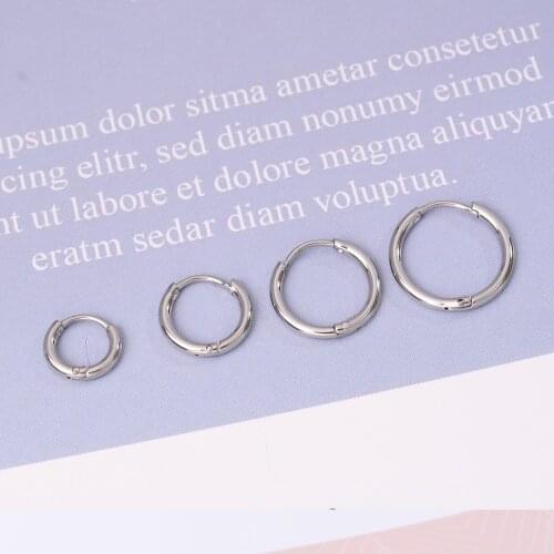 2021 New Simple Stainless Steel Ear Bone Hoop Earrings 6-12mm Round Circle Earrings For Women Men Wedding Party Jewelry Gifts
