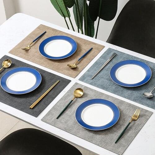 Nordic style creative PU leather placemat western restaurant rectangular heat insulation table mat waterproof and oil proof