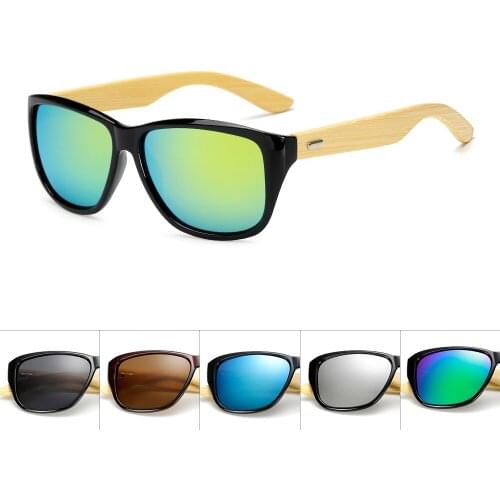 Original Wooden Bamboo Sunglasses Men Women Mirrored UV400 Sun Glasses Real Wood Shades Gold Blue Outdoor Goggles Sunglases Male