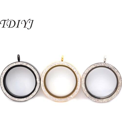 TDIYJ New Arrival 38mm Stainless Steel Crystal Round Magnetic Floating Charm Locket as Girlfriend Gifts 10Pcs
