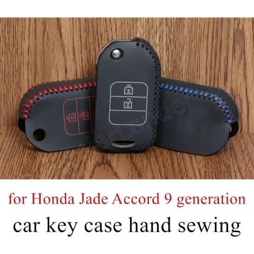 Only Red casual fit for Honda 2 button Jade Accord 9 generation hand sewing leather car key case leather car key cases DIY