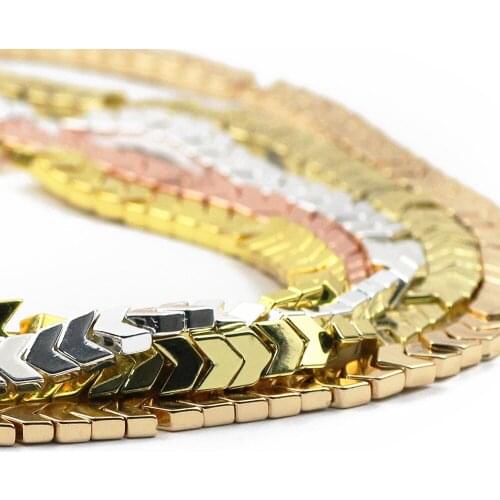 YHBZRET 6X3mm Gold Silvers Hematite Natural Stone Arrows shape Loose Spacer Beads For Jewelry Making Diy bracelets accessories