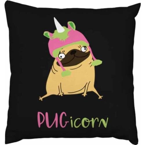 Funny Pug Unicorn Pug Throw Pillowcase Square Pillow Cover 18x18 Inch