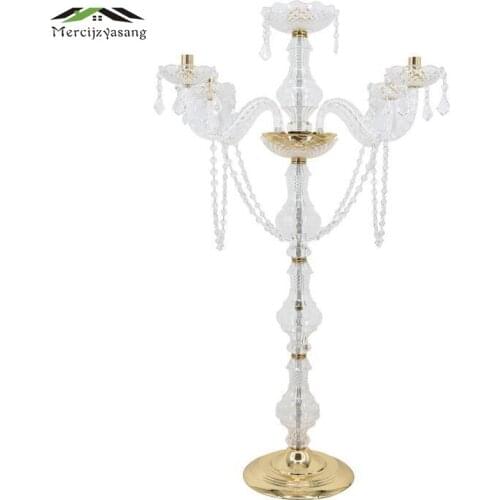 12Pcs/Lot Candle Holder Table Crystal Candlestick Geometric 5-heads Romantic Candle Holders for Wedding/Dinner Decoration GZT088
