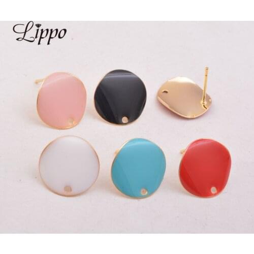 20pcs Gold Enamel Round Earring Setting Connector Charms High Quality Red Blue Black Earrings Findings